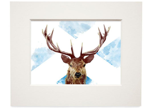 The Scottish stag – small mounted print - Indy Prints by Stewart Bremner