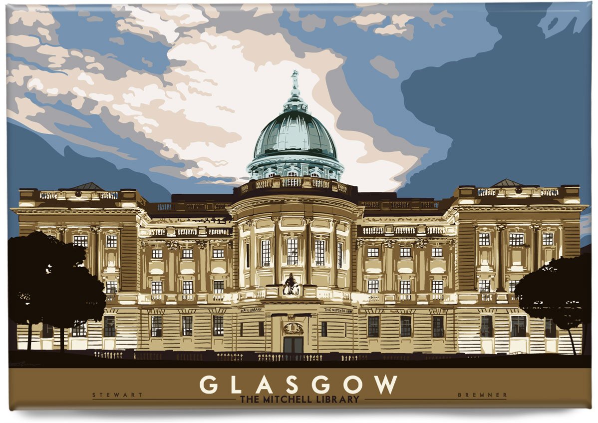 Glasgow: The Mitchell Library – magnet - natural - Indy Prints by Stewart Bremner
