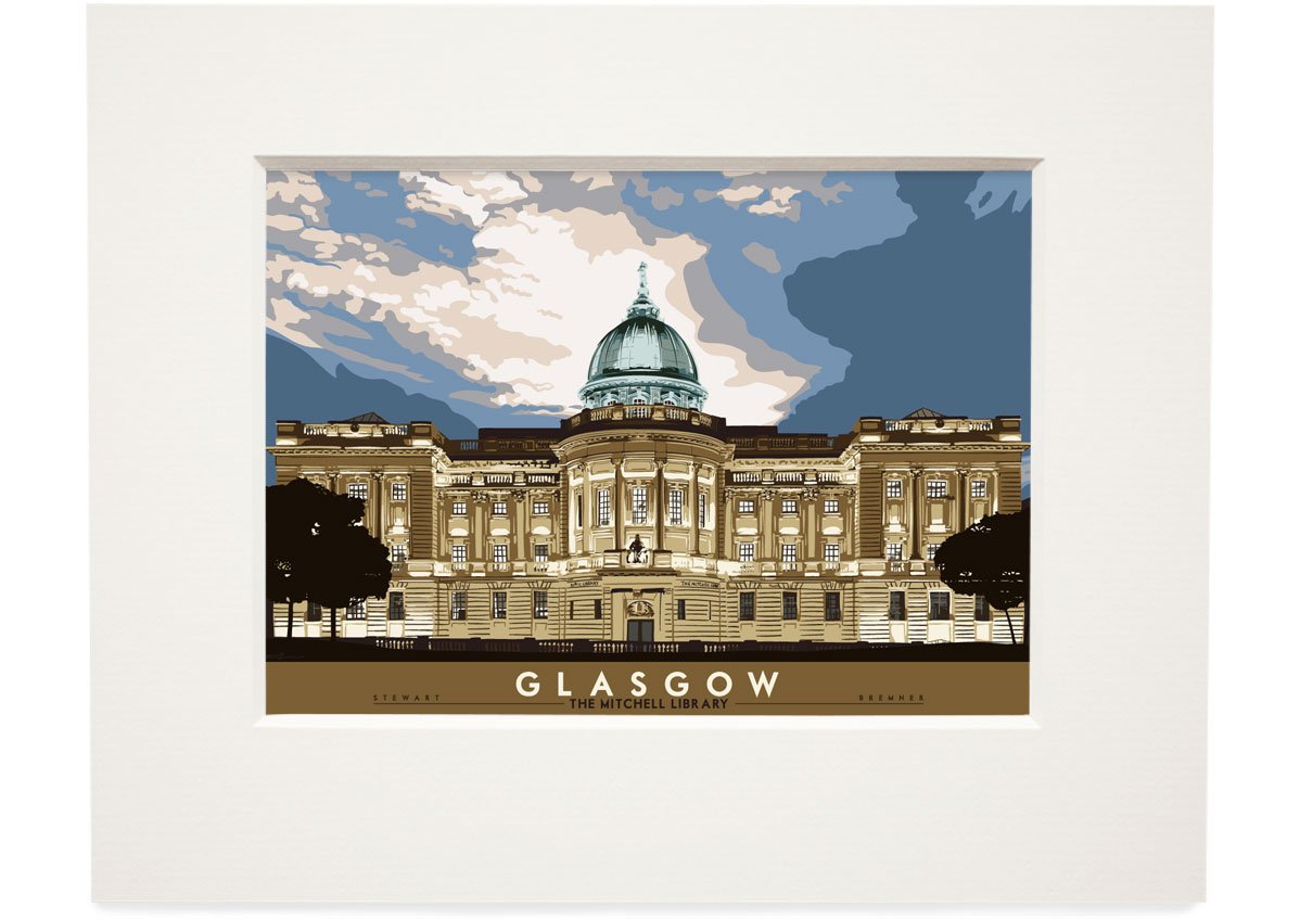 Glasgow: The Mitchell Library – small mounted print - natural - Indy Prints by Stewart Bremner