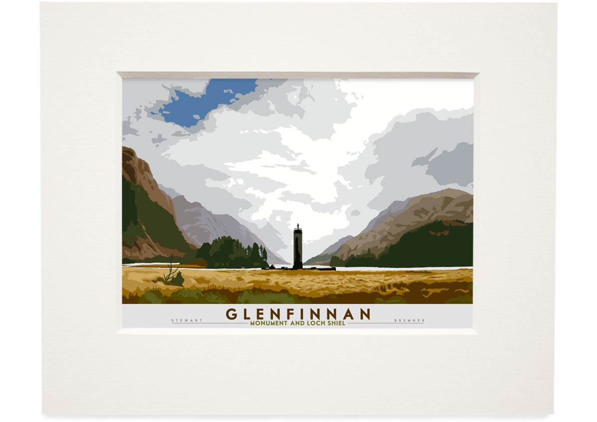 Glenfinnan: Monument and Loch Shiel – small mounted print - natural - Indy Prints by Stewart Bremner