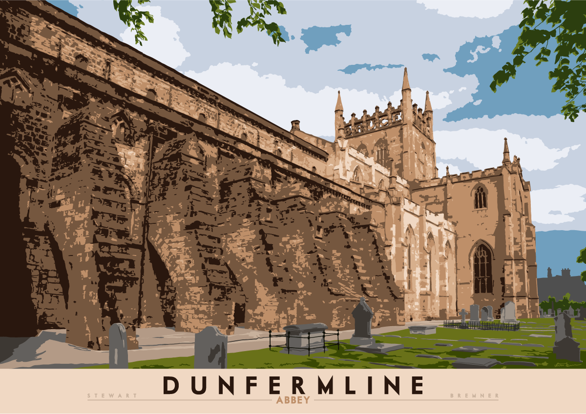 Dunfermline: Abbey – giclée print - red - Indy Prints by Stewart Bremner