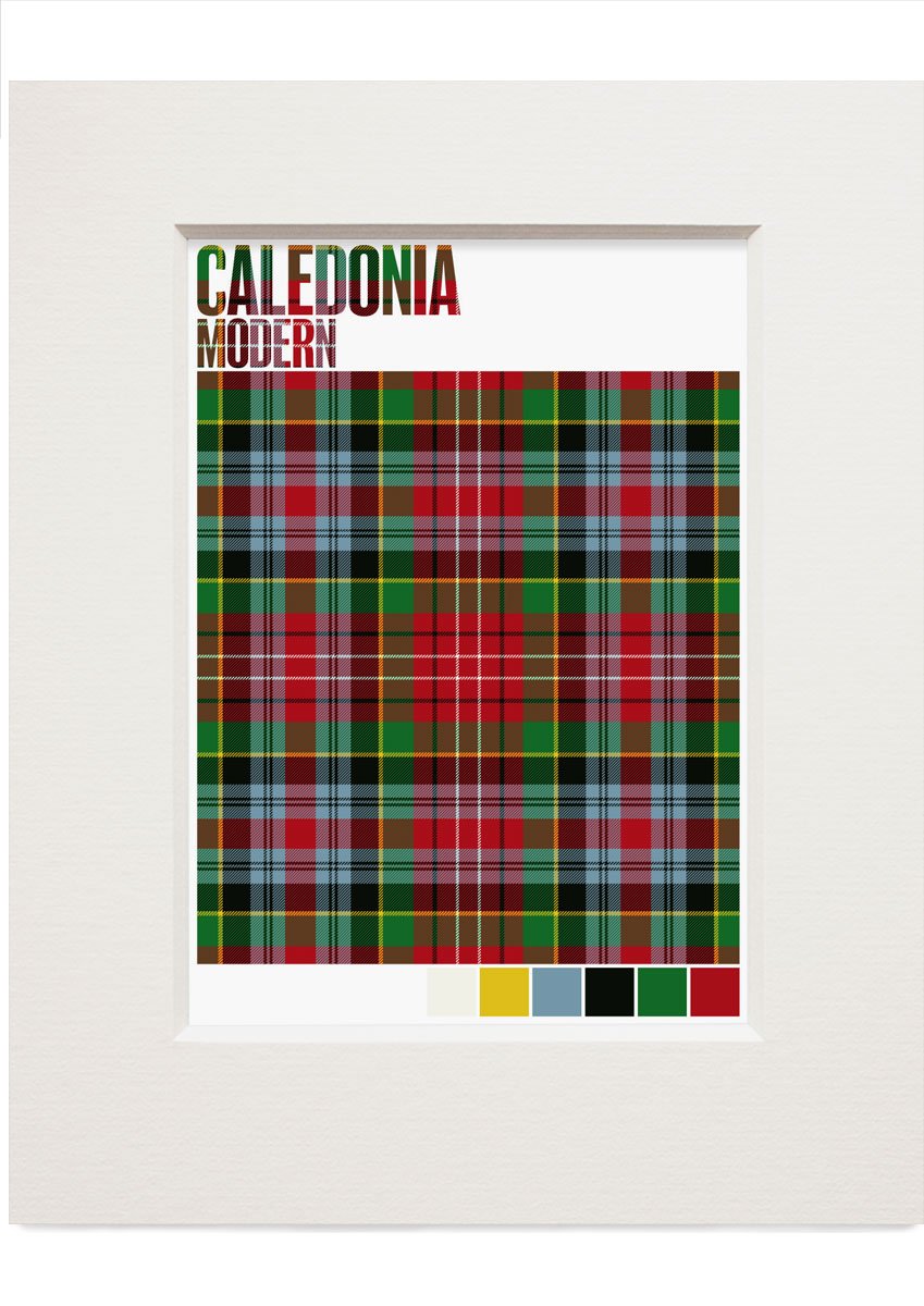 Caledonia Modern tartan – small mounted print