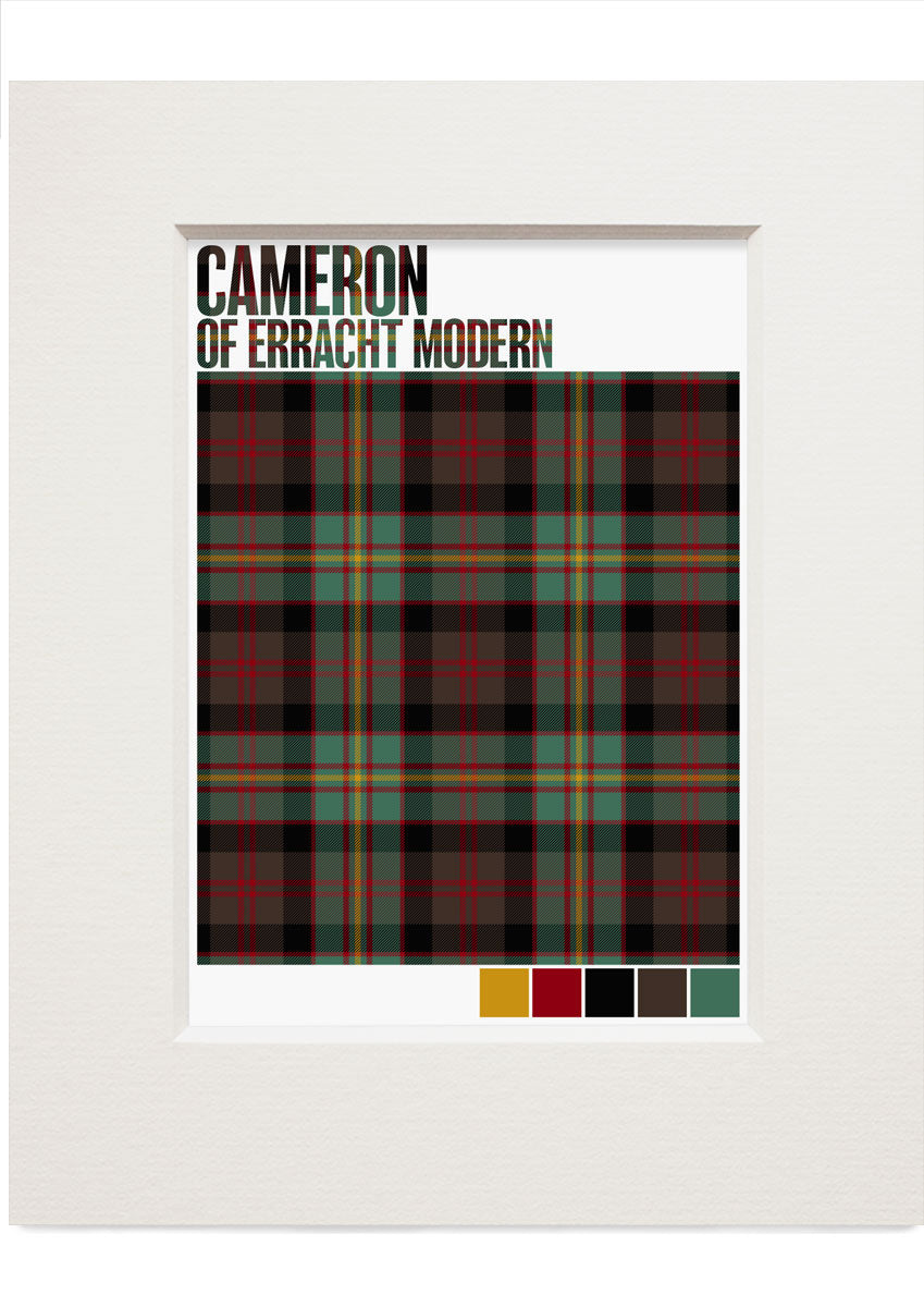 Cameron of Erracht Modern tartan – small mounted print