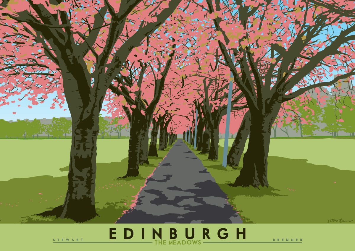 Edinburgh: Spring Time in The Meadows – giclée print