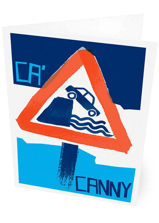 Ca' canny – card - blue - Indy Prints by Stewart Bremner