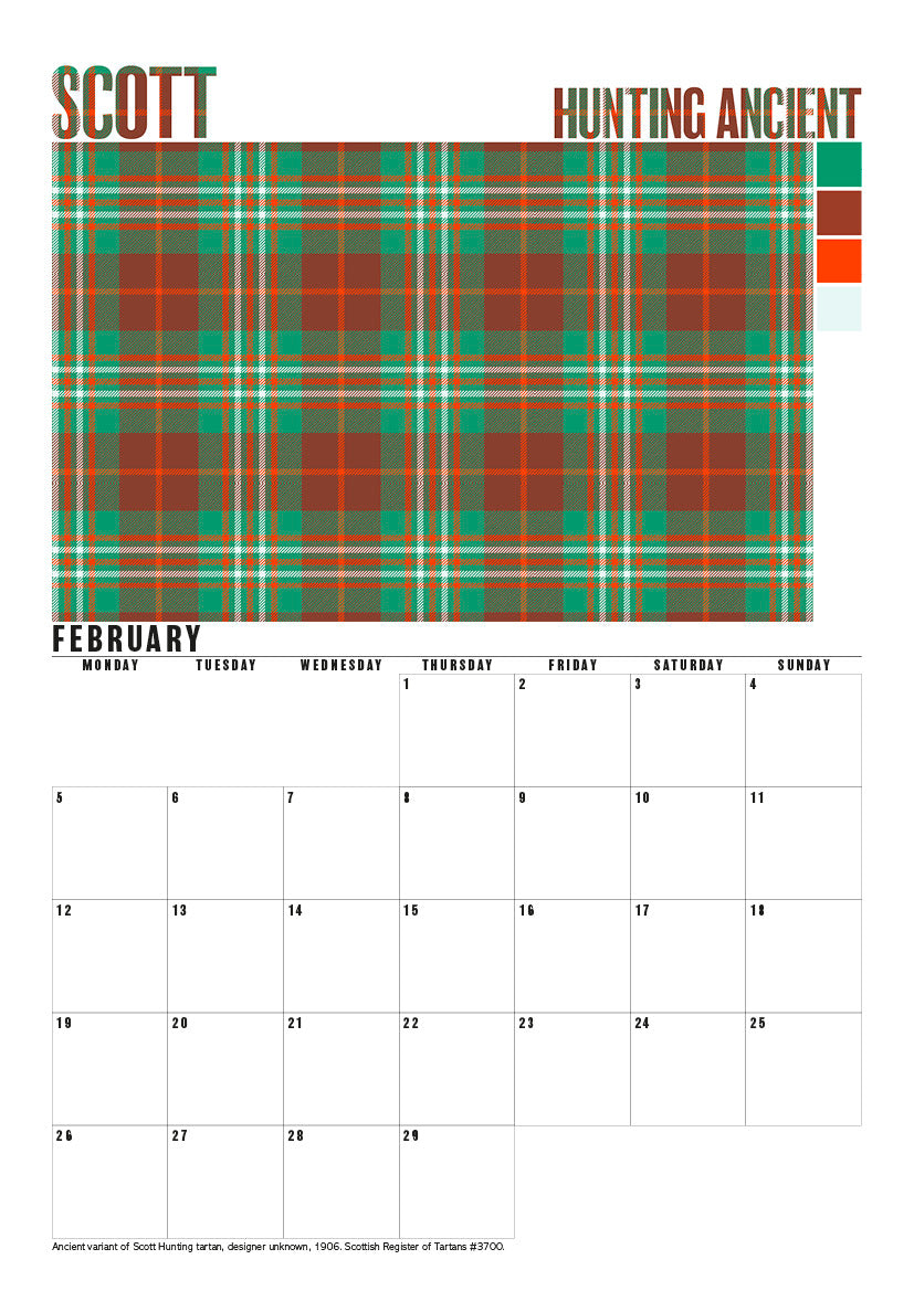 Tartans of Scotland – 2024 A4 calendar