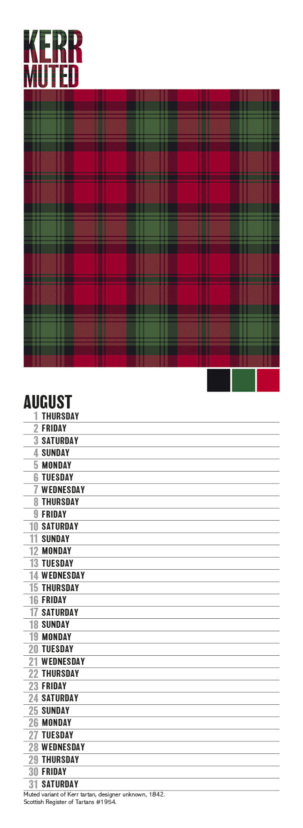 Tartans of Scotland – 2024 slimline calendar