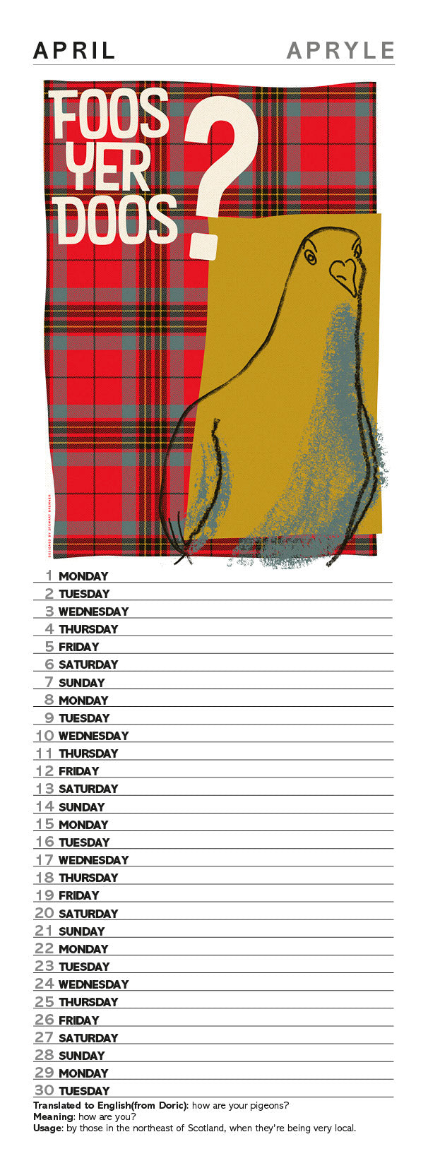 Scots Sayings on tartan – 2024 slimline calendar