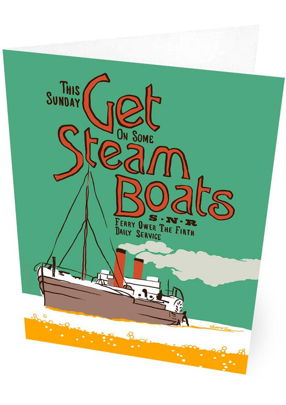 Get steam boats – card - Indy Prints by Stewart Bremner