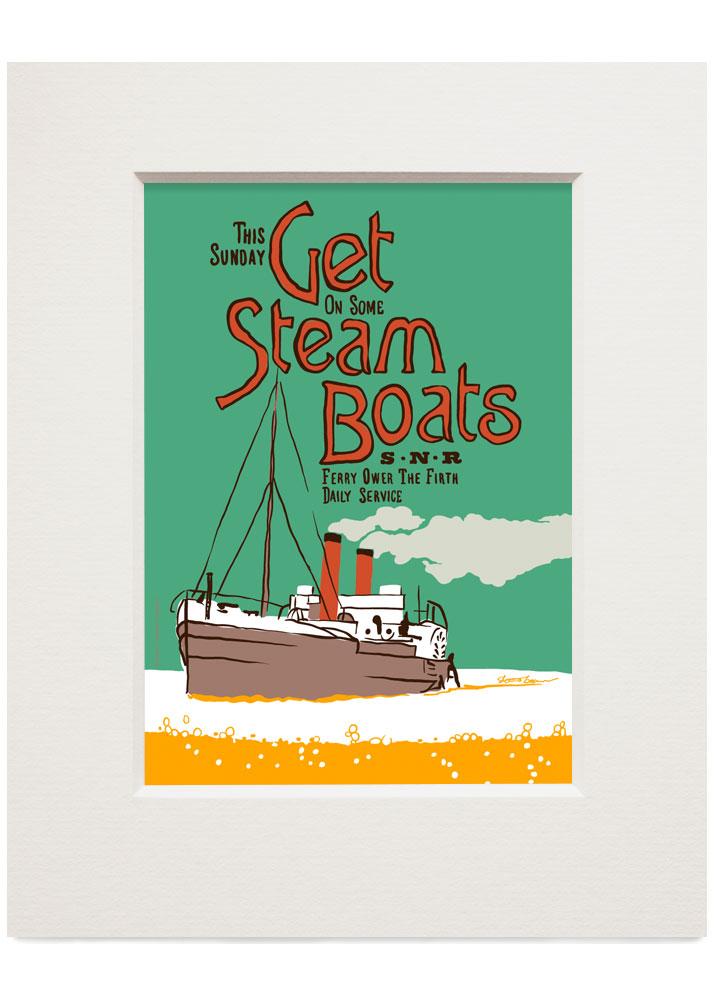 Get steam boats – small mounted print - Indy Prints by Stewart Bremner