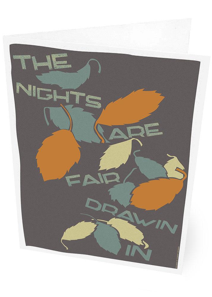 The nights are fair drawin in – card - grey - Indy Prints by Stewart Bremner