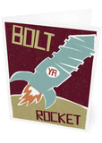 Bolt ya rocket – card - green - Indy Prints by Stewart Bremner
