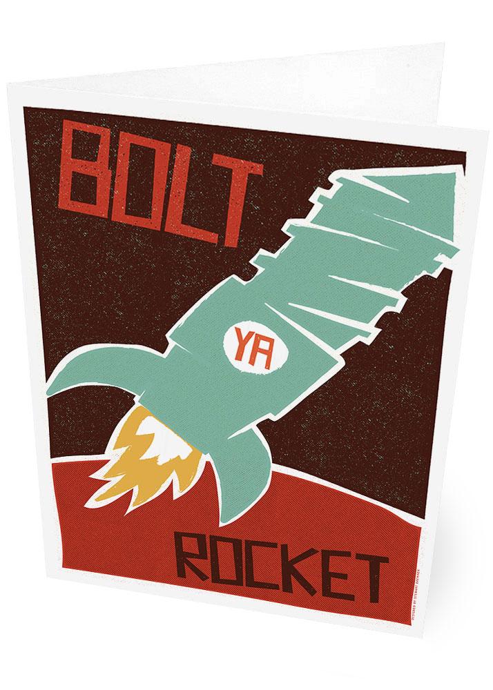 Bolt ya rocket – card - red - Indy Prints by Stewart Bremner