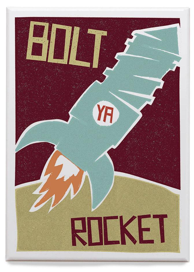 Bolt ya rocket – magnet - green - Indy Prints by Stewart Bremner