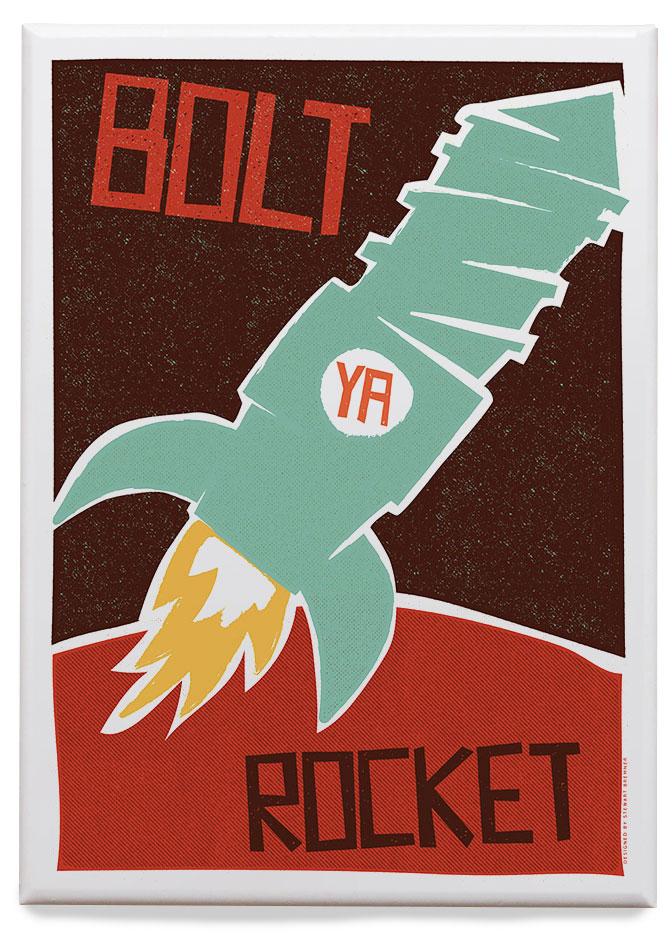 Bolt ya rocket – magnet - red - Indy Prints by Stewart Bremner