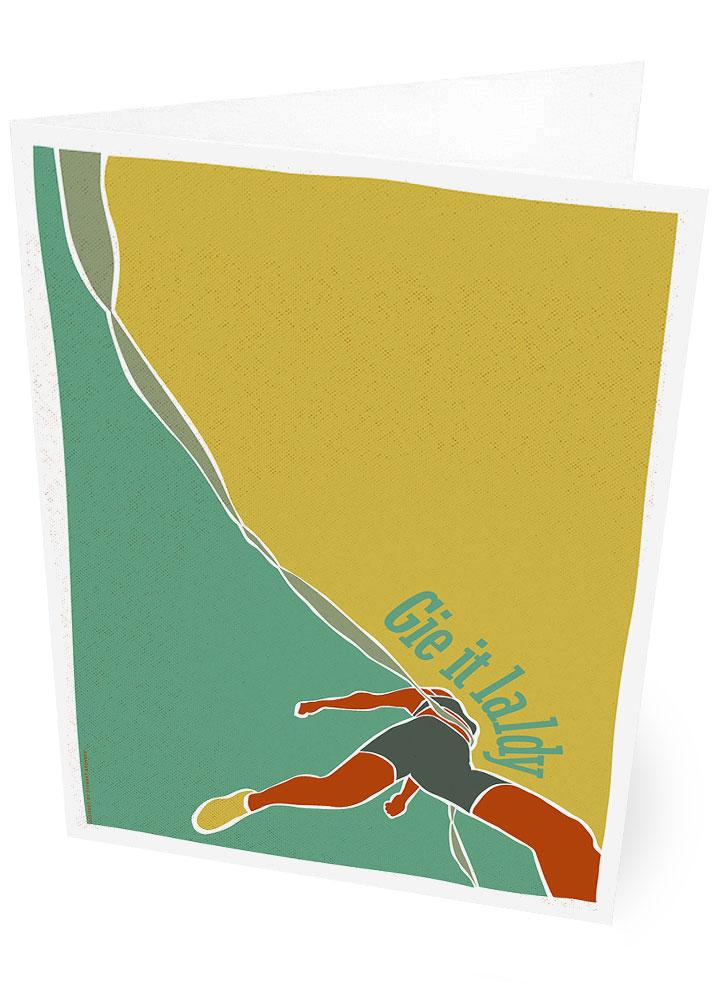 Gie it laldy – runner – card - turquoise - Indy Prints by Stewart Bremner