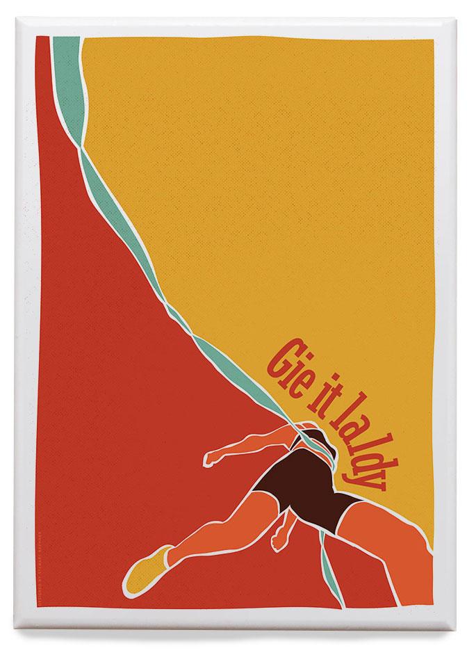 Gie it laldy – runner – magnet - red - Indy Prints by Stewart Bremner