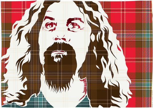 Billy Connolly on MacLean of Duart weathered tartan – poster - Indy Prints by Stewart Bremner