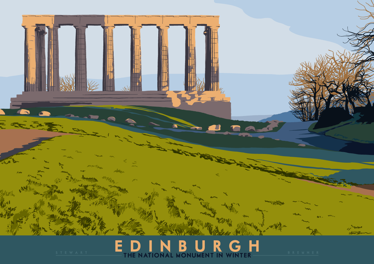 Edinburgh: National Monument – poster - natural - Indy Prints by Stewart Bremner