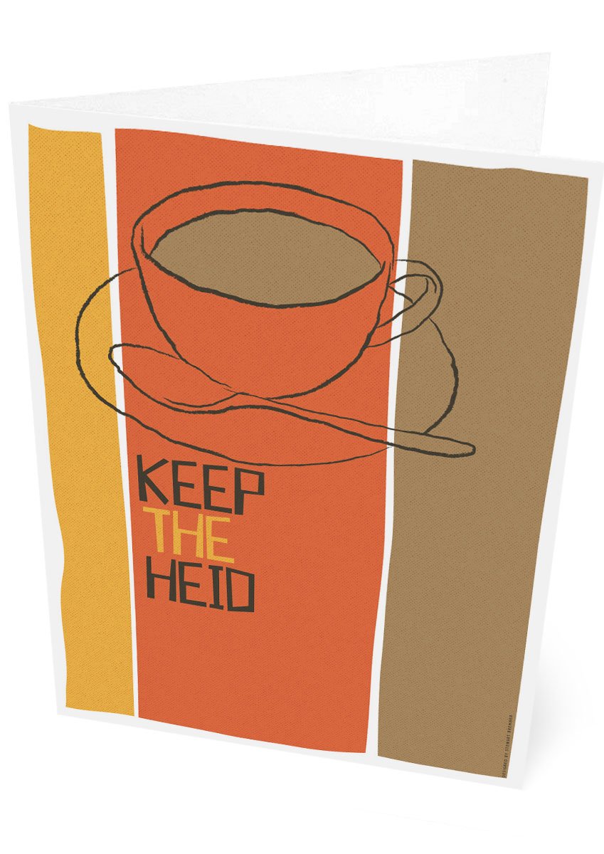 Keep the heid – card - orange - Indy Prints by Stewart Bremner