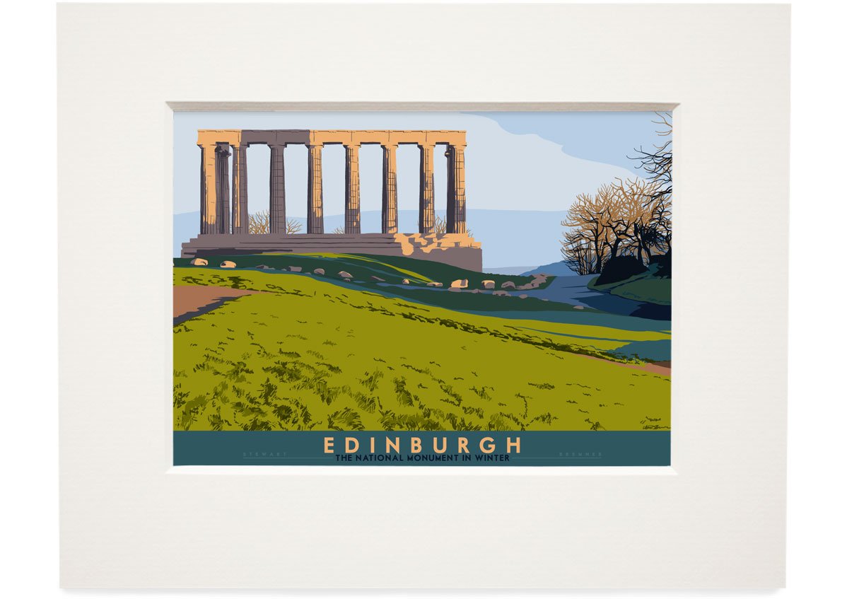 Edinburgh: National Monument – small mounted print - natural - Indy Prints by Stewart Bremner