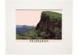 Edinburgh: the Castle from Salisbury Crags – small mounted print - natural - Indy Prints by Stewart Bremner