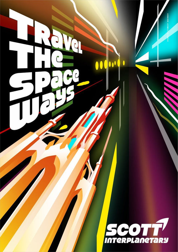 Travel the space ways – giclée print - Indy Prints by Stewart Bremner