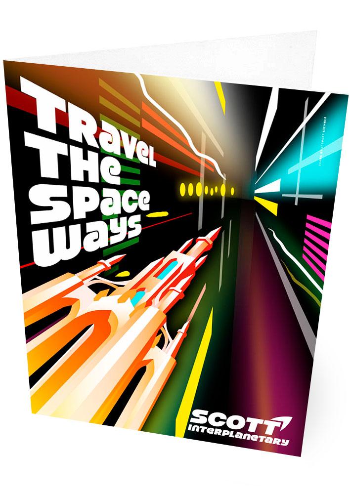 Travel the space ways – card - Indy Prints by Stewart Bremner