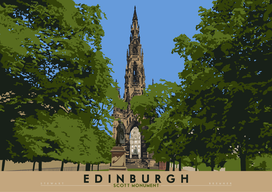 Edinburgh: Scott Monument – giclée print - yellow - Indy Prints by Stewart Bremner