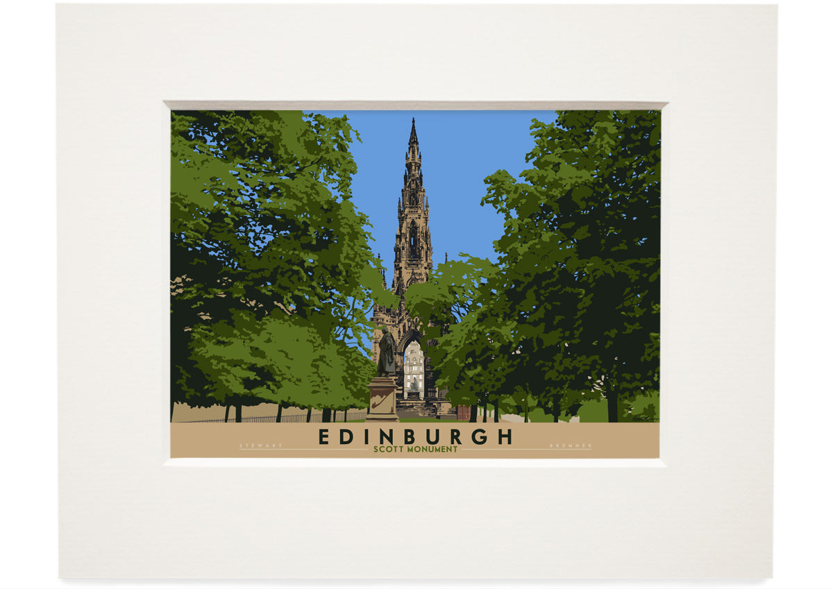 Edinburgh: Scott Monument – small mounted print - natural - Indy Prints by Stewart Bremner