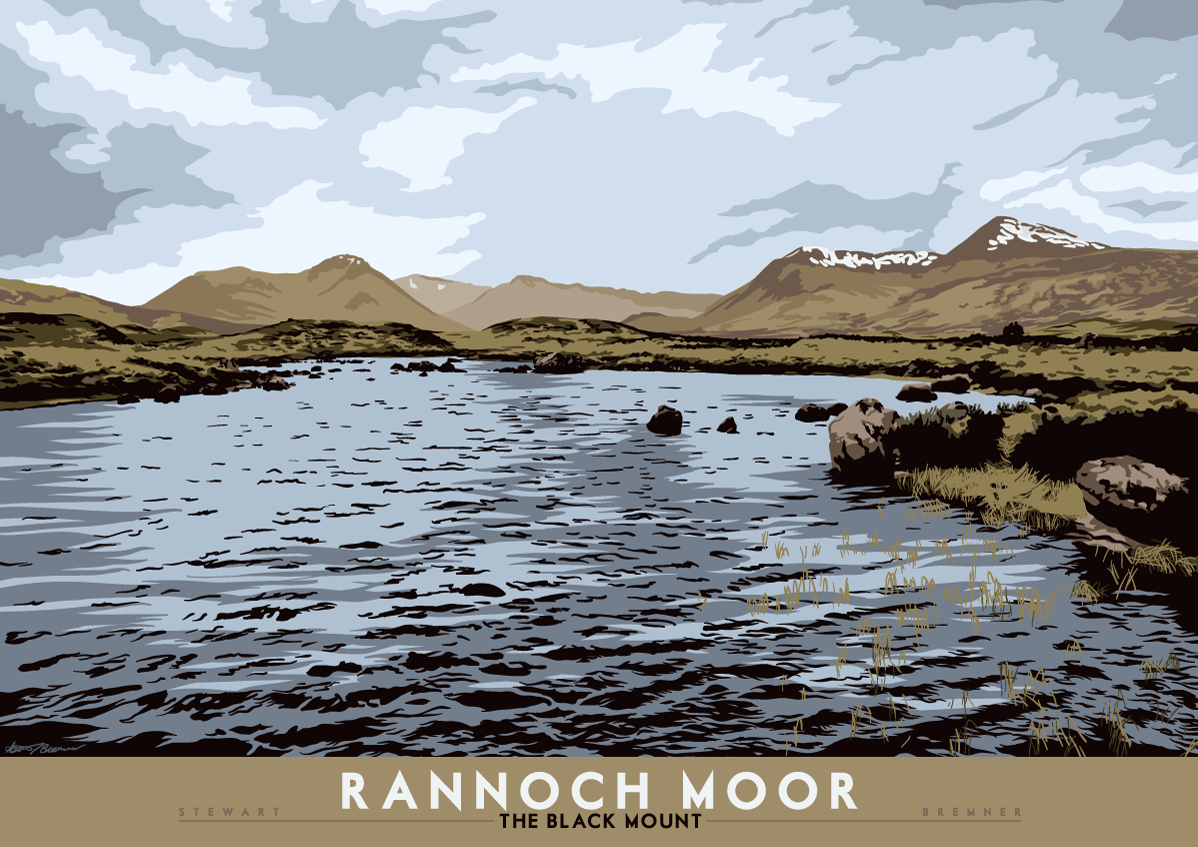 Rannoch Moor: The Black Mount – poster - natural - Indy Prints by Stewart Bremner