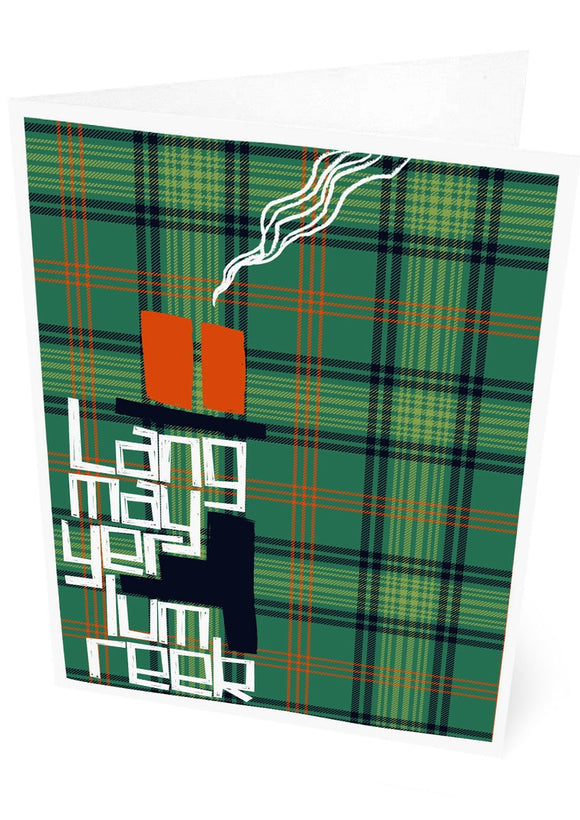 Lang may yer lum reek (on tartan) – card – Indy Prints by Stewart Bremner