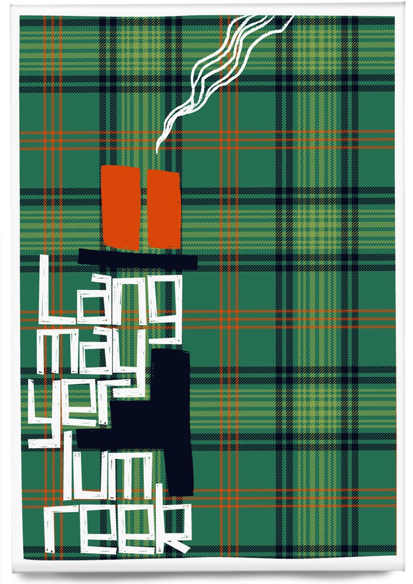Lang may yer lum reek (on tartan) – magnet – Indy Prints by Stewart Bremner