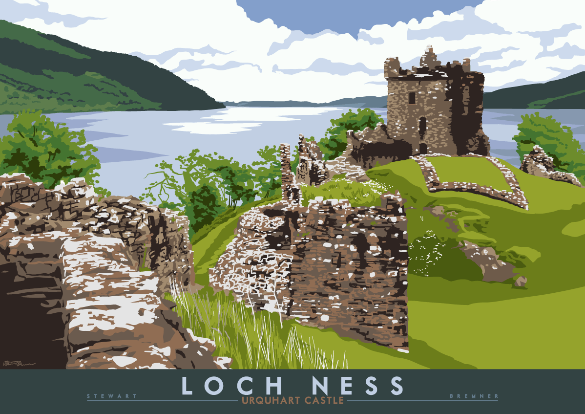 Loch Ness: Urquhart Castle – poster - natural - Indy Prints by Stewart Bremner