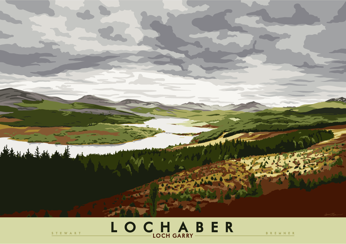 Lochaber: Loch Garry – poster - natural - Indy Prints by Stewart Bremner