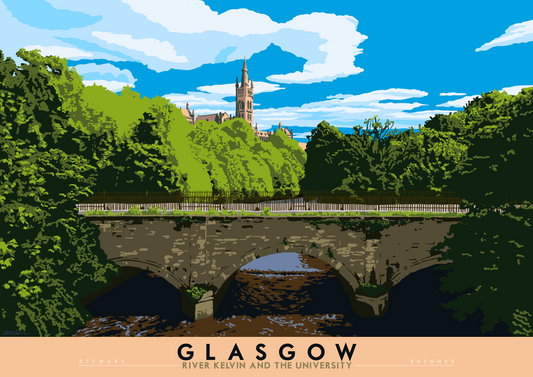 Glasgow: River Kelvin & the University – poster - natural - Indy Prints by Stewart Bremner