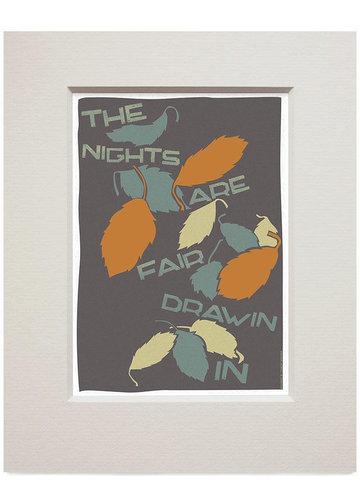The nights are fair drawin in – small mounted print - grey - Indy Prints by Stewart Bremner