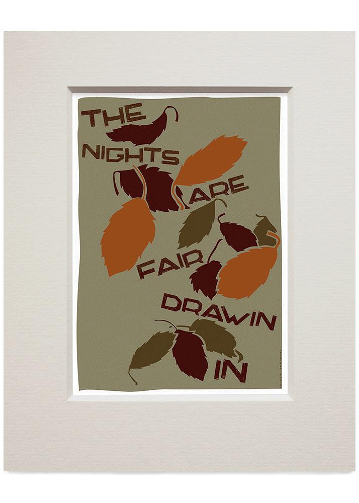 The nights are fair drawin in – small mounted print - brown - Indy Prints by Stewart Bremner