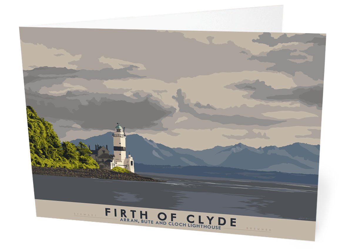 Firth of Clyde: Arran, Bute and Cloch Lighthouse – card - natural - Indy Prints by Stewart Bremner