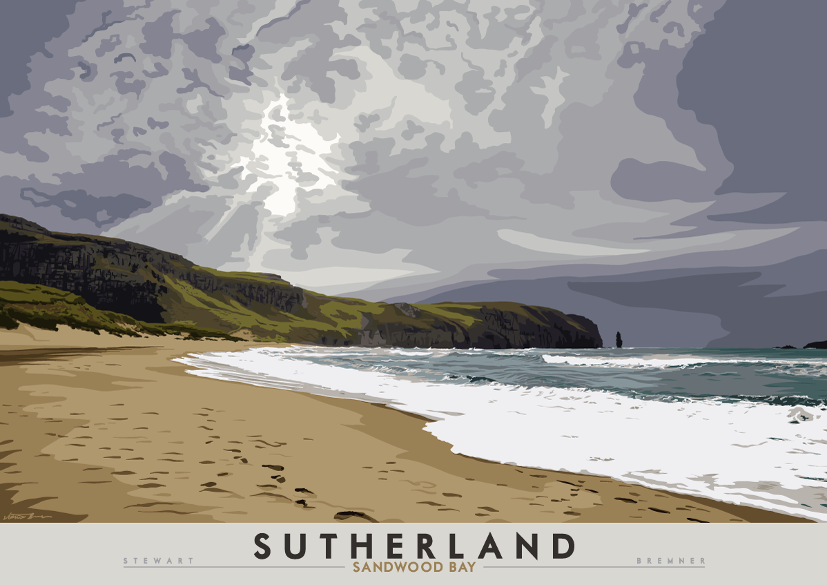 Sutherland: Sandwood Bay – poster - natural - Indy Prints by Stewart Bremner