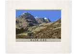 Glen Coe: the Three Sisters and the Old Road – small mounted print - natural - Indy Prints by Stewart Bremner