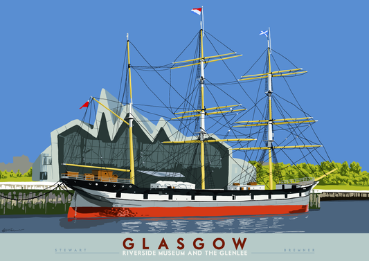 Glasgow: Riverside Museum and the Glenlee – poster - natural - Indy Prints by Stewart Bremner
