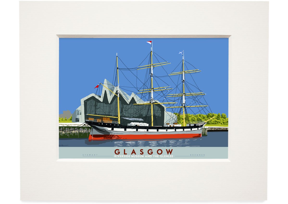 Glasgow: Riverside Museum and the Glenlee – small mounted print - natural - Indy Prints by Stewart Bremner