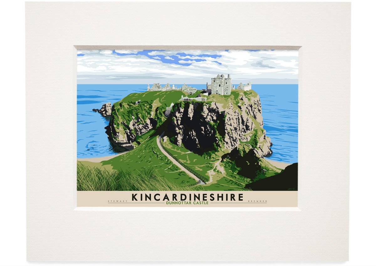 Kincardineshire: Dunnottar Castle – small mounted print - natural - Indy Prints by Stewart Bremner