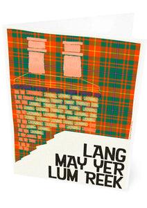 Lang may yer lum reek (on tartan) – card - Indy Prints by Stewart Bremner