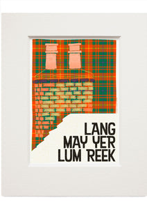 Lang may yer lum reek (on tartan) – small mounted print - Indy Prints by Stewart Bremner