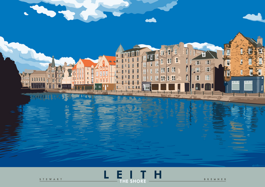 Leith: The Shore – giclée print - teal - Indy Prints by Stewart Bremner