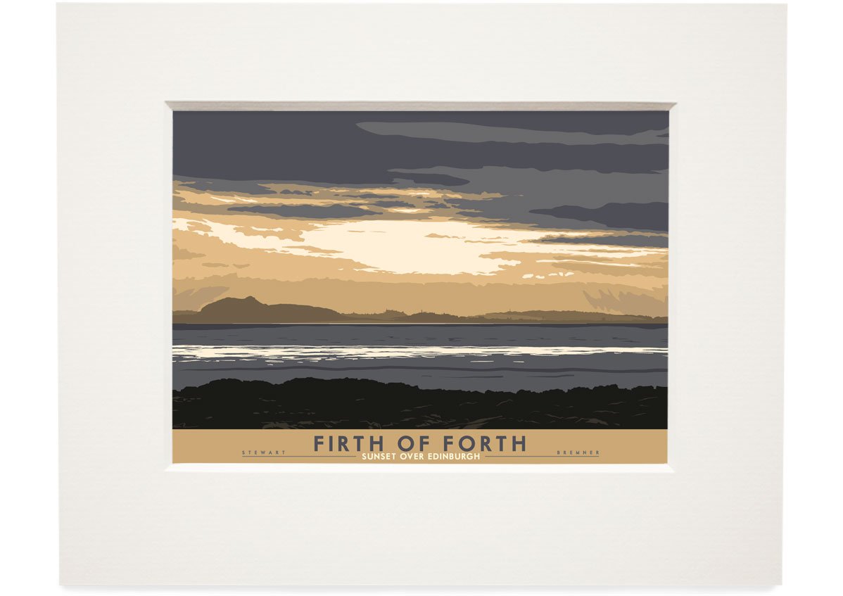Firth of Forth: Sunset Over Edinburgh – small mounted print - natural - Indy Prints by Stewart Bremner