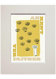 Ah kent yer faither – small mounted print - yellow - Indy Prints by Stewart Bremner