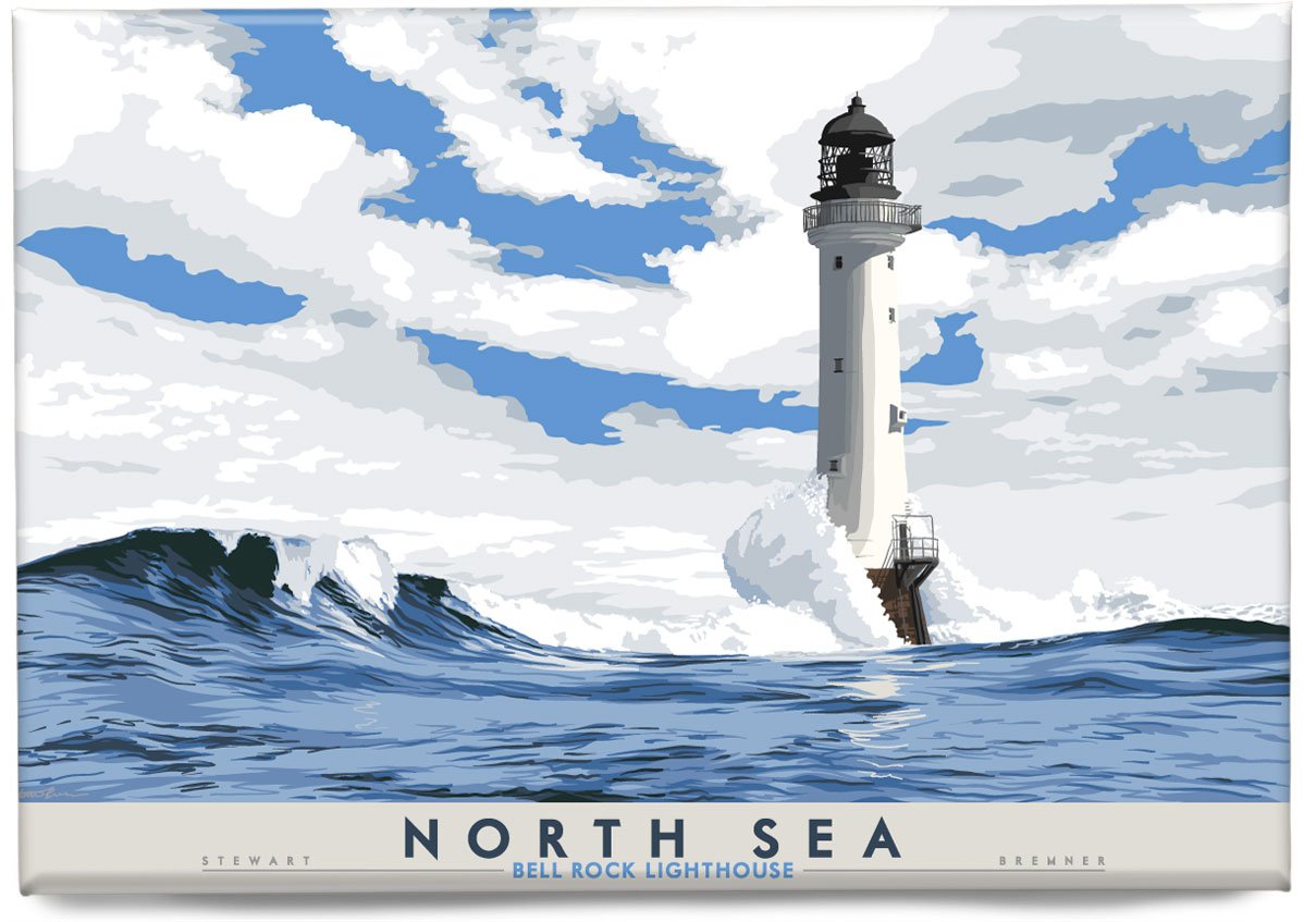 North Sea: Bell Rock Lighthouse – magnet - natural - Indy Prints by Stewart Bremner